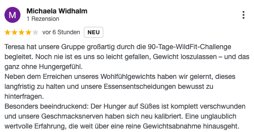 google-testimonial-michaela-widhalm WILDFIT Testimonial - Michaela Widhalm